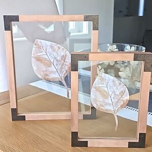 SET of 2 FLoating Pressed Glass Picture Frames